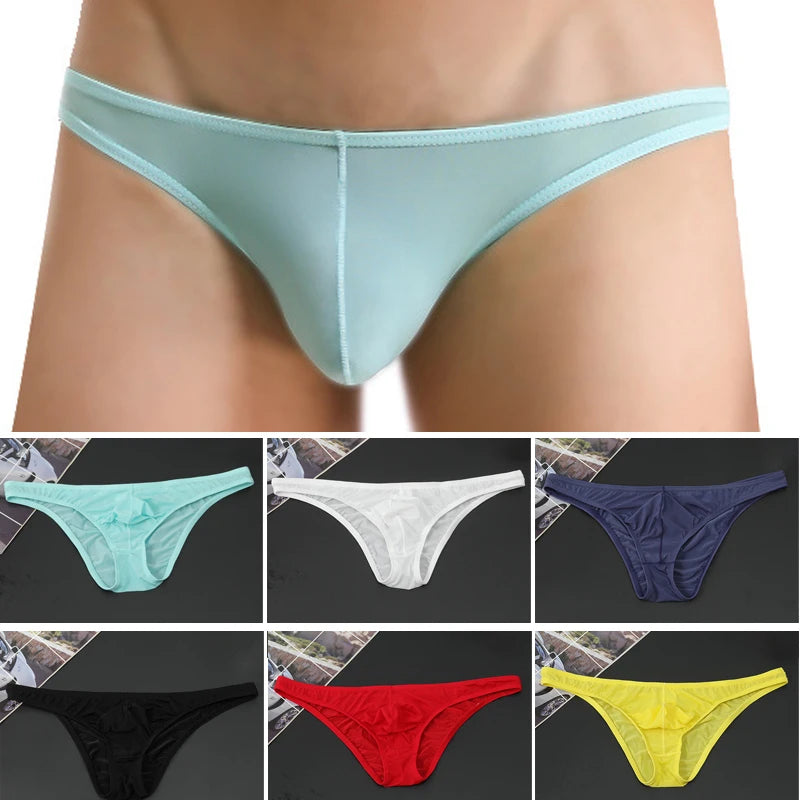 Men's Seamless Breathable Briefs Ultra-thin See-through Low-rise Underwear Sensual Bikini Swimwear Hombre Underpants Knickers