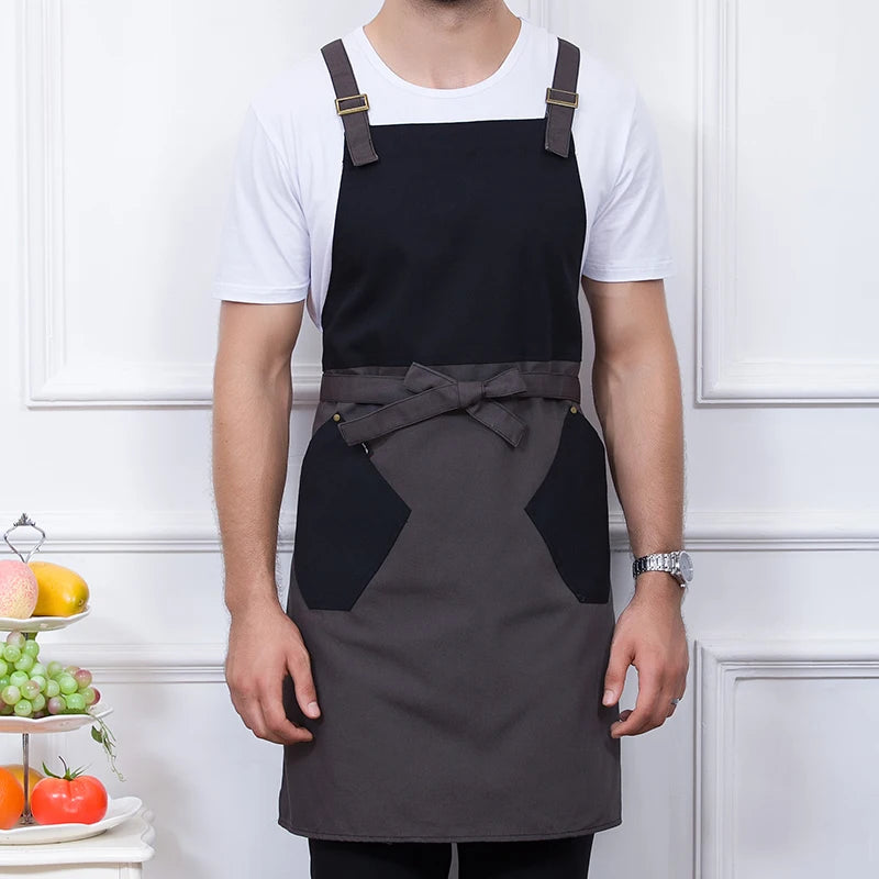 Professional Business Server Apron for Kitchen Cleaning Cooking Protective Cover Clothes Women and Men Hospitality Uniform Logo