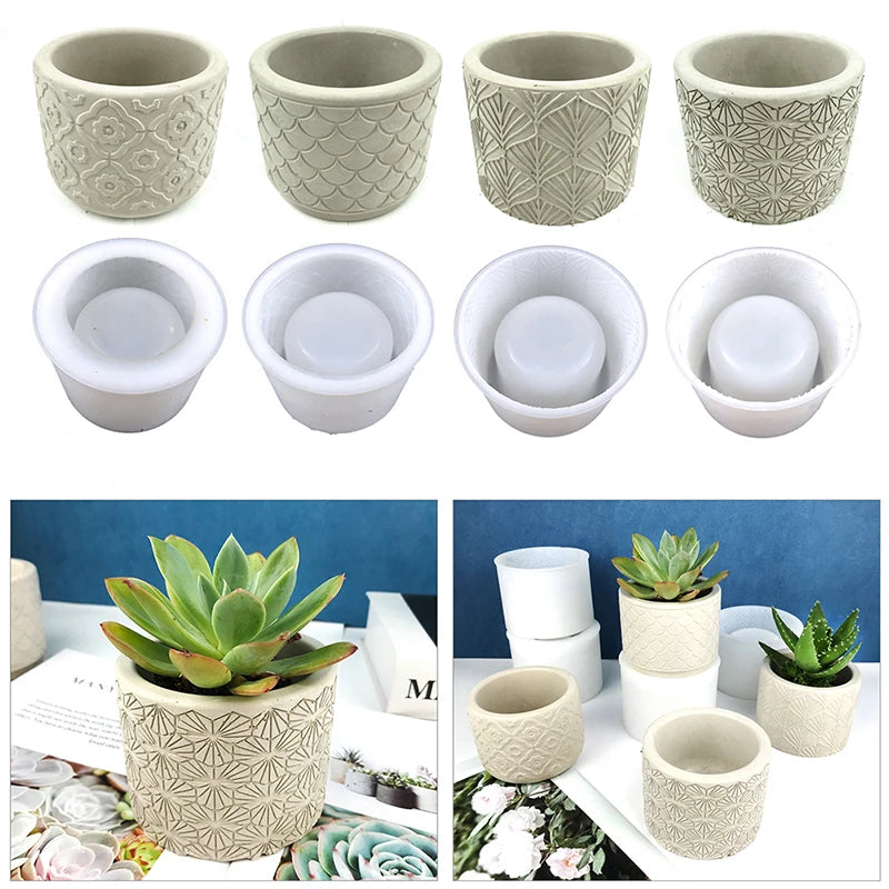 1Pc Cylinder Flower Pot Silicone Molds DIY Concrete Plaster Candle Jar Box Pottery Mould Handmade Planter Gardening Mold