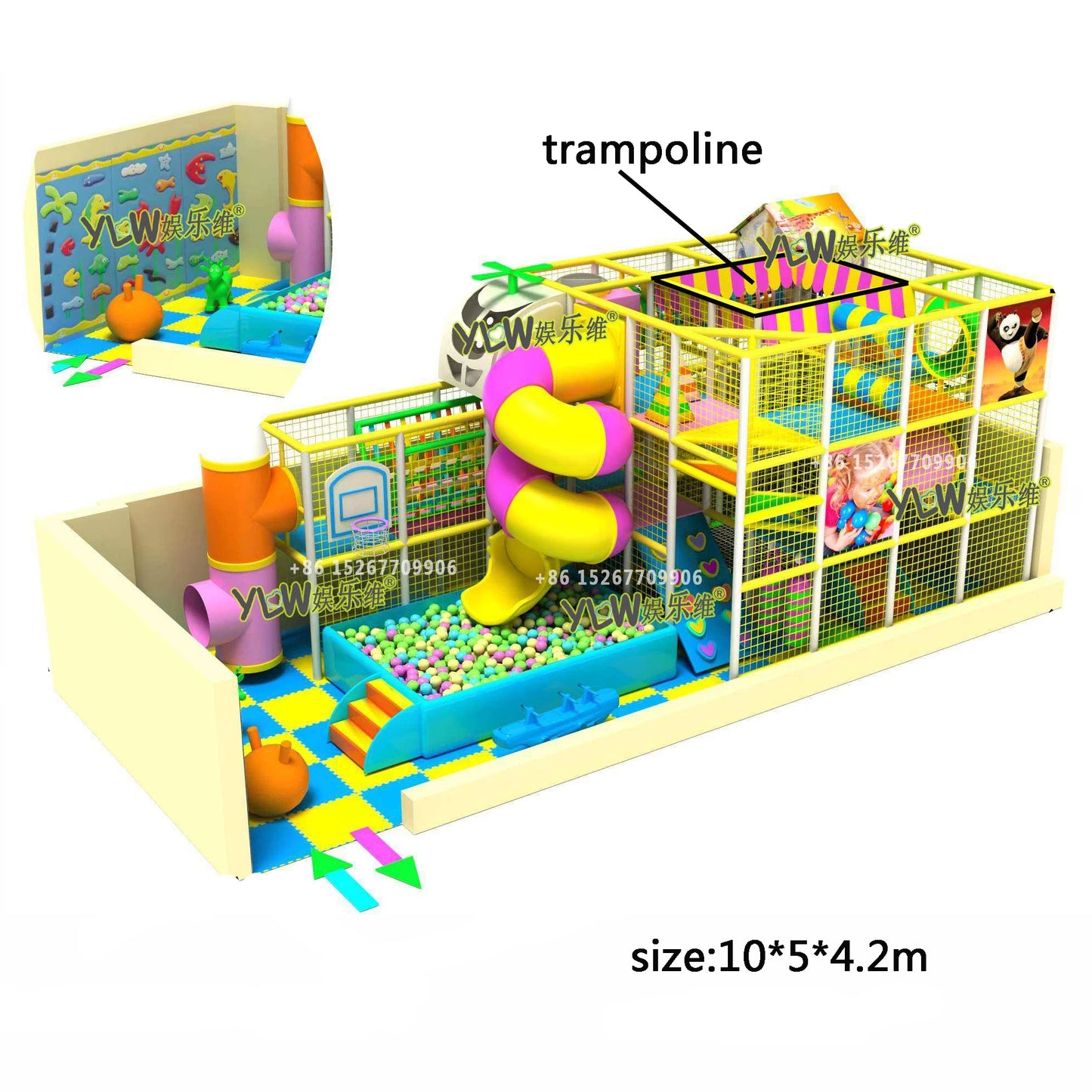 YLWCNN Customized Kids Amusement Indoor Playground Park With Tube slide Ball Pool Game Children Frame Structure Play Equipment