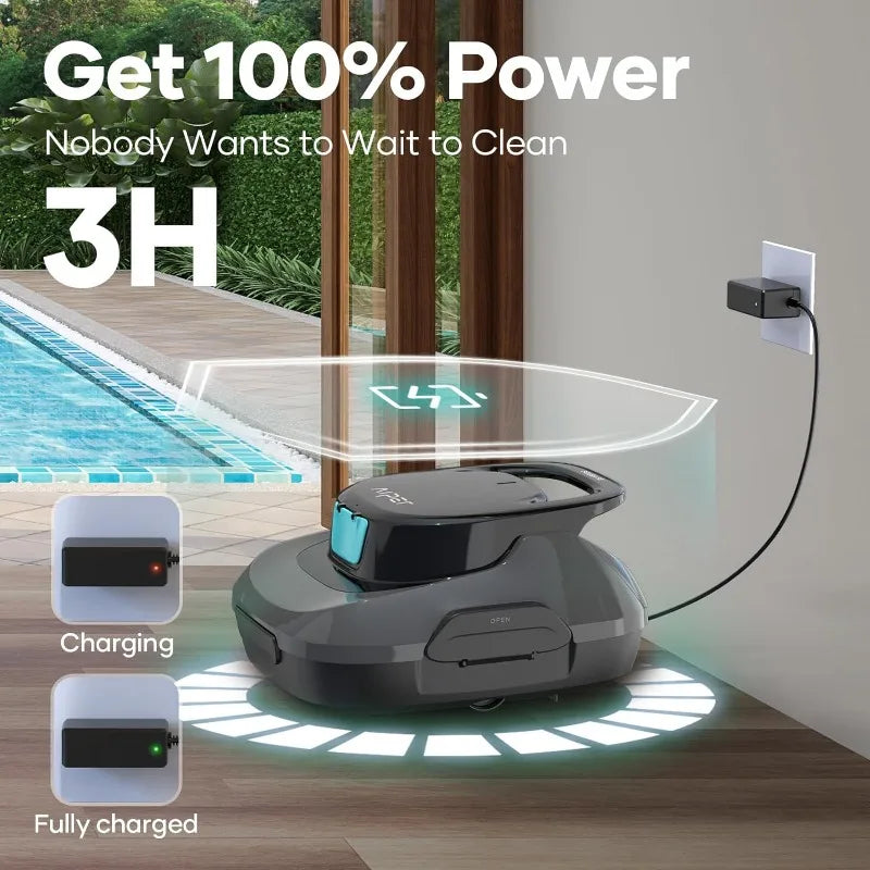 AIPER Scuba SE Robotic Pool Cleaner, Cordless Robotic Pool Vacuum, Lasts up to 90 Mins, Ideal for Above Ground Pools, Automatic