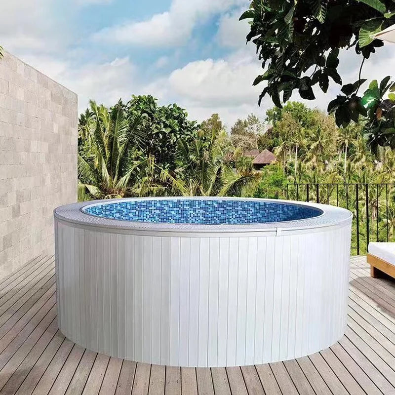 Wholesale customized round galvanized steel swimming pool with PVC Liner outdoor hot spring spa pool buried bath pool in ground