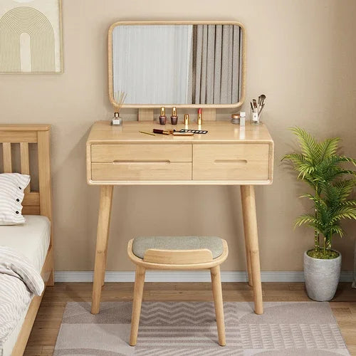 Desings Wood Dressing Table Drawers Storage Mirror Side Dressing Table Chair Luxury Coiffeuse De Chambre Bedroom Furniture