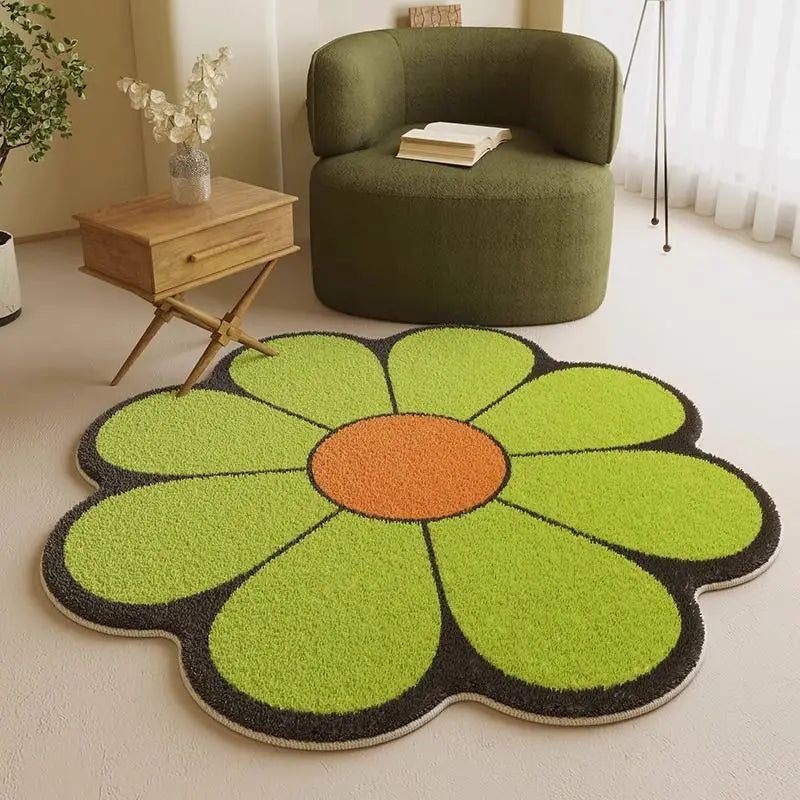 Ins Style Living Room Decoration Thick Carpet Fluffy Soft Flower Shape Rug Modern Minimalist Rugs for Bedroom Home Washable Mat