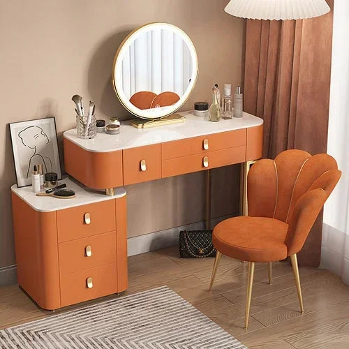 Storage Luxury Dressing Table White Makeup Mirror Chair Dressing Table European Luxury Penteadeira De Maquiagem Furniture Makeup