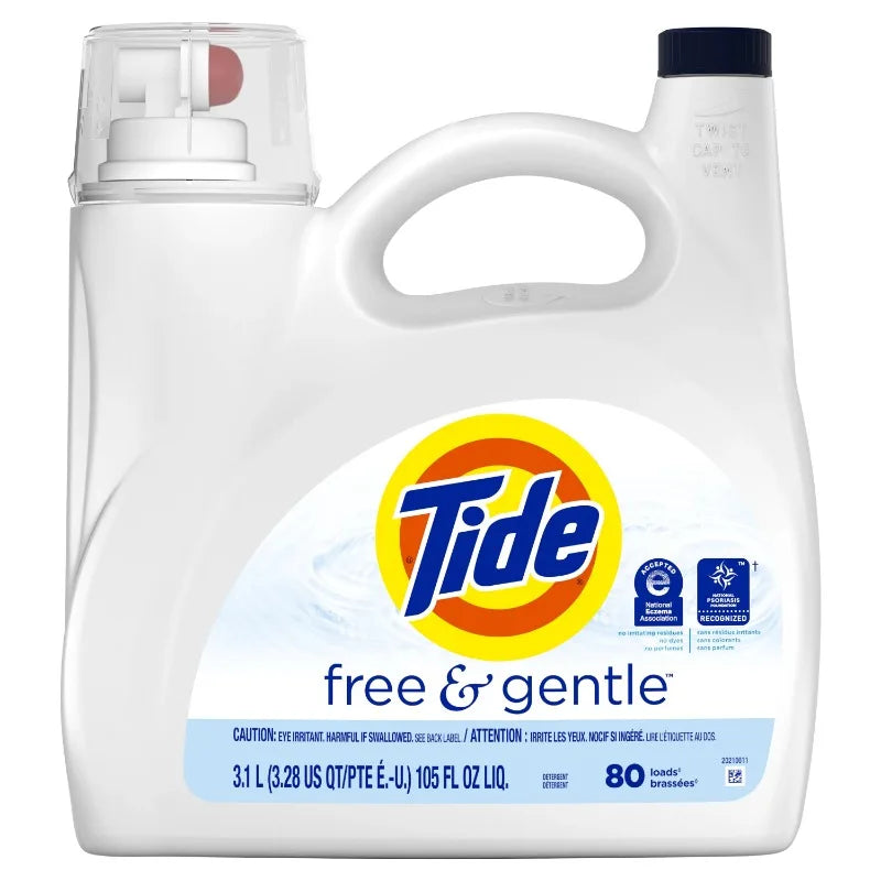 Free & Gentle Liquid Laundry Detergent, 100 Loads, 132 fl oz