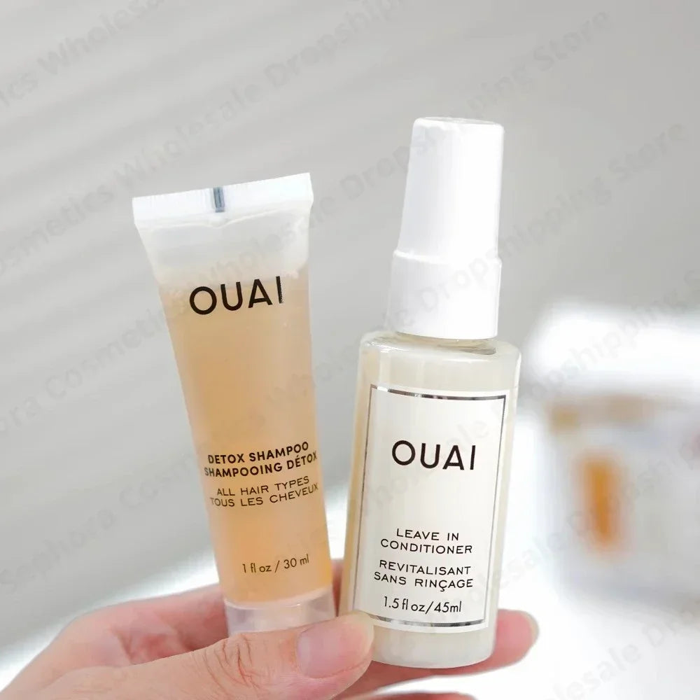 OUAI Hair Care 4pcs Set  Rough and Hard Sofa Hair Shampoo & Conditioner Smooth to Improve Frizz and Dryness