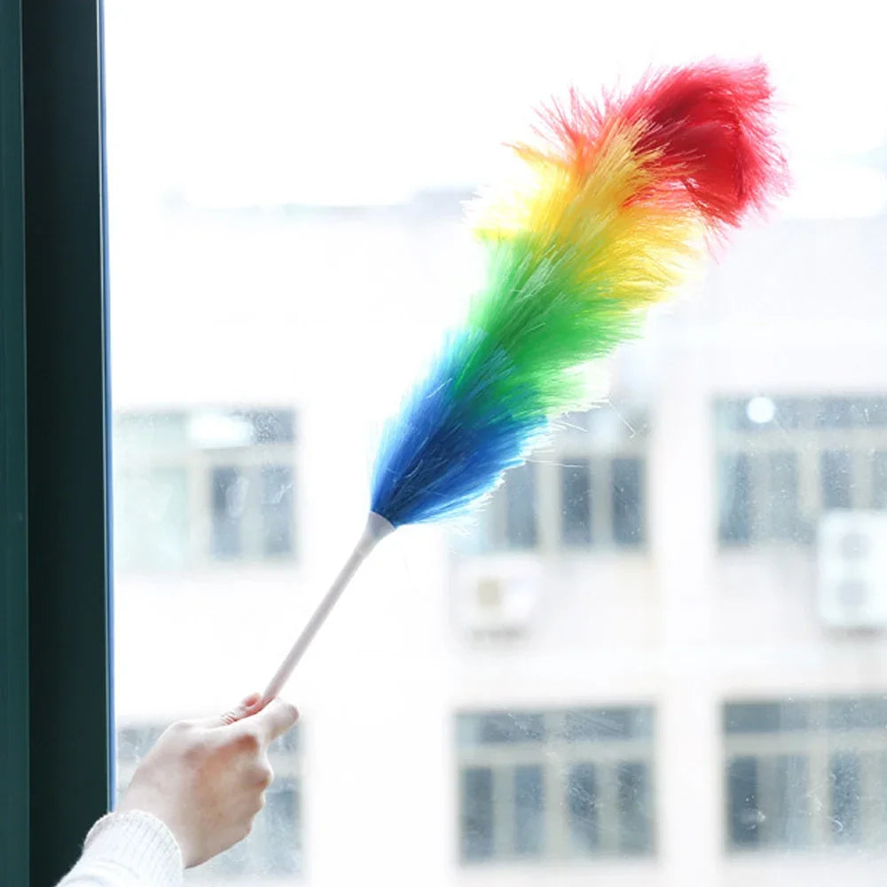 1/3pcs Household Rainbow Dust Duster Practical Plastic Feather Duster Telescopic Handle Sweeping Brush Cleaning Product Tool