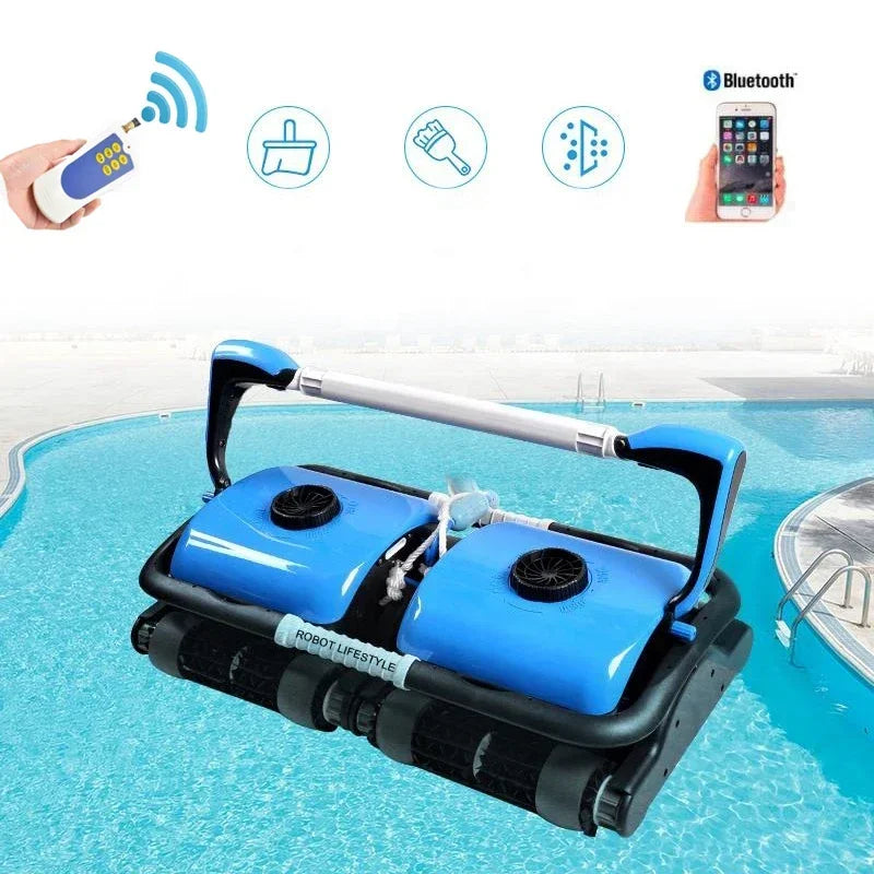 Swimming Pool Vacuum Cleaner Robot Automatic Equipment 40m Cable Washer Wall Step and Floor,Bluetooth and Remote Controller