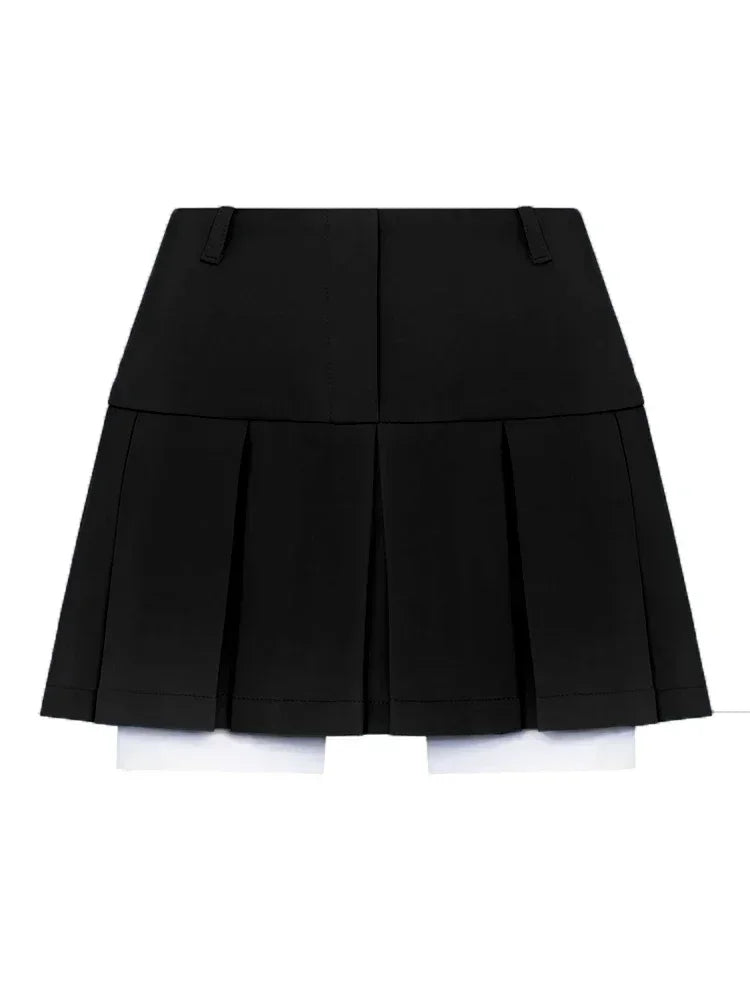 Taruxy Casual Two Piece Sets Women's Outfits 2023 New Black Matching Sets With Skirt And Blazer Cropped Top Skirt Sets For Women