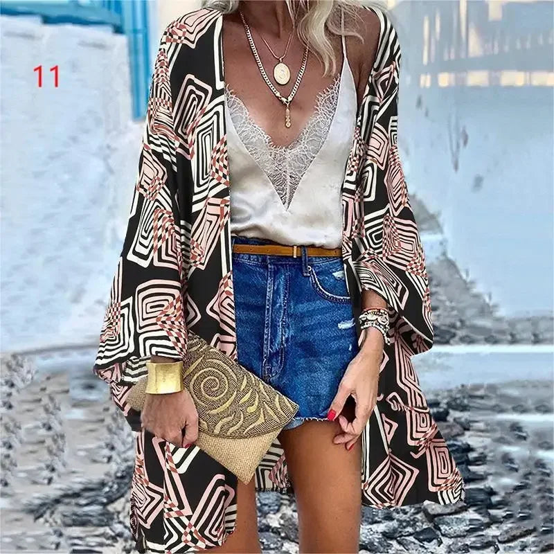 Bikini Cover Up Cardigan Swimsuit Woman Beach Cover Up Swimwear Women Long Sleeved Kimonos Beachwear