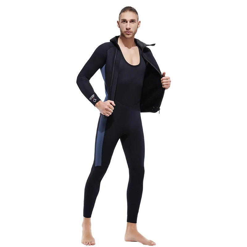 Men 5MM Neoprene Wetsuit 2-Pieces Set Diving Suit Scuba Spearfishing Snorkeling Surfing Wetsuit Deepwater Thermal Swimsuit