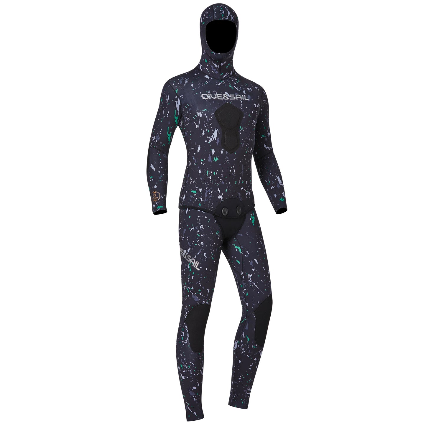 Open Cell Camo Spearfishing Wetsuits Men 3mm /1.5mm Neoprene 2-Pieces Hooded Super Stretch Scuba Diving Suit Thermal Swimsuit