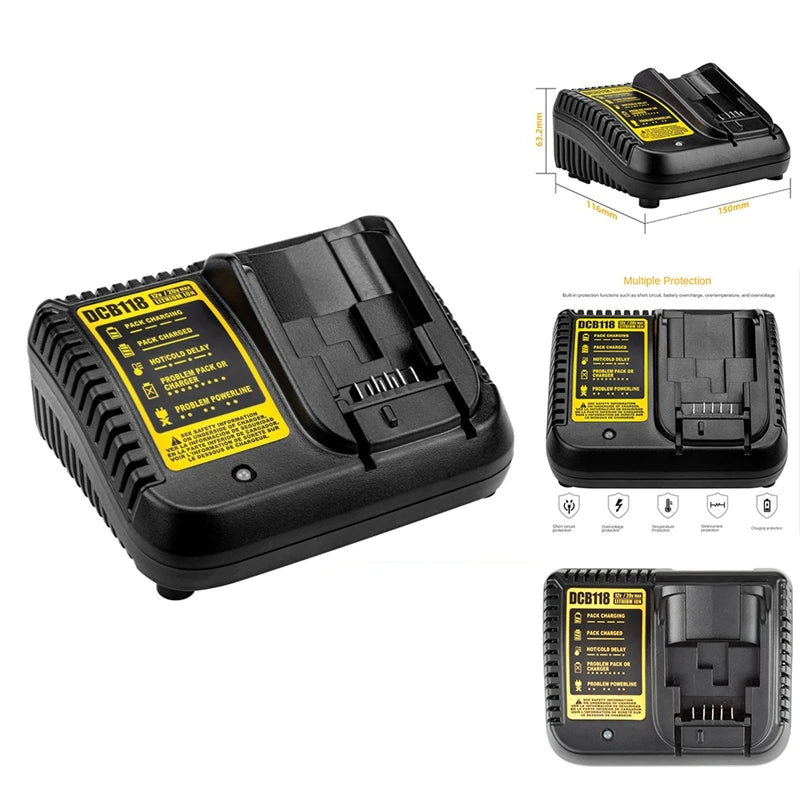 DCB118 Battery Charger For Dewalt Battery 12V 14.4V 18V 20V DCB200 DCB201 DCB203 DCB205 DCB206 DCB140 &DCB121