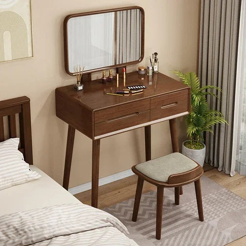 Desings Wood Dressing Table Drawers Storage Mirror Side Dressing Table Chair Luxury Coiffeuse De Chambre Bedroom Furniture