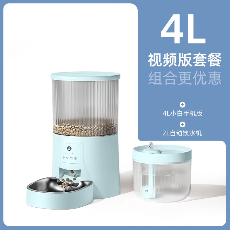 Automatic Feeder Cat Timing Quantitative Pet Intelligent Dog Food Bowl Drinking Water Feeding Machine Two-in-One
