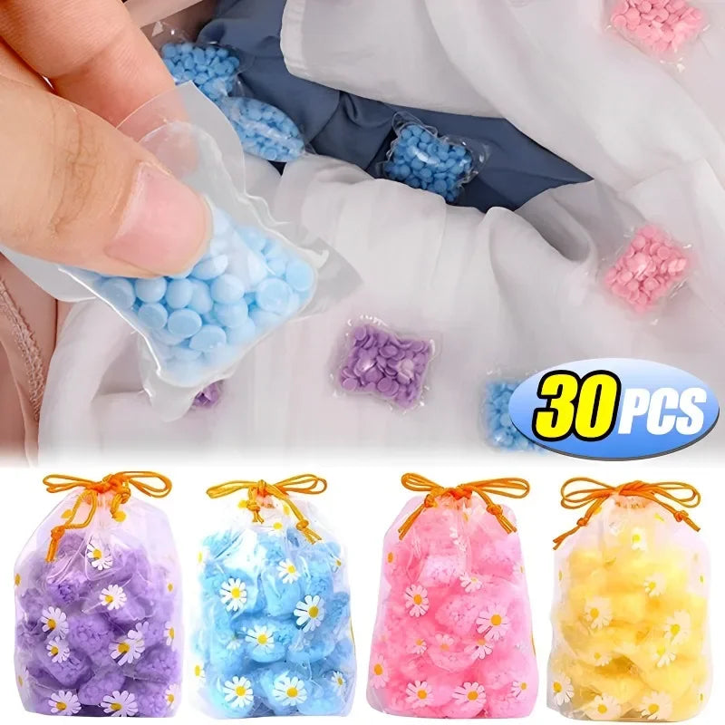 10/20/30Pcs Colorful Laundry Fragrance Beads Water Soluble Softener Pod Lasting Fragrance Protective Clothing Laundry Ball Gel