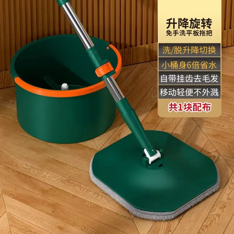 Spinning Mop with Bucket Hands Free Squeeze Mop Auto Breakaway Flat Mop Floor Cleaning Tool with Washable Microfiber Pads