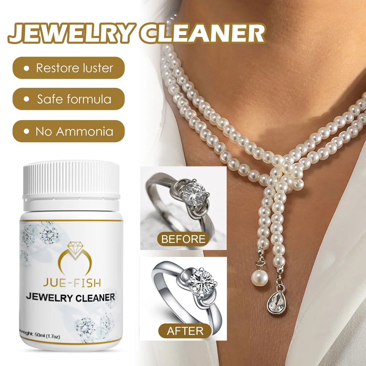 Jewelry Cleaner Tarnish Remover Gold Watch Ring Cleaner Antique Silver Cleaning Fluid Household Jewelry Polish Cleaning Tools