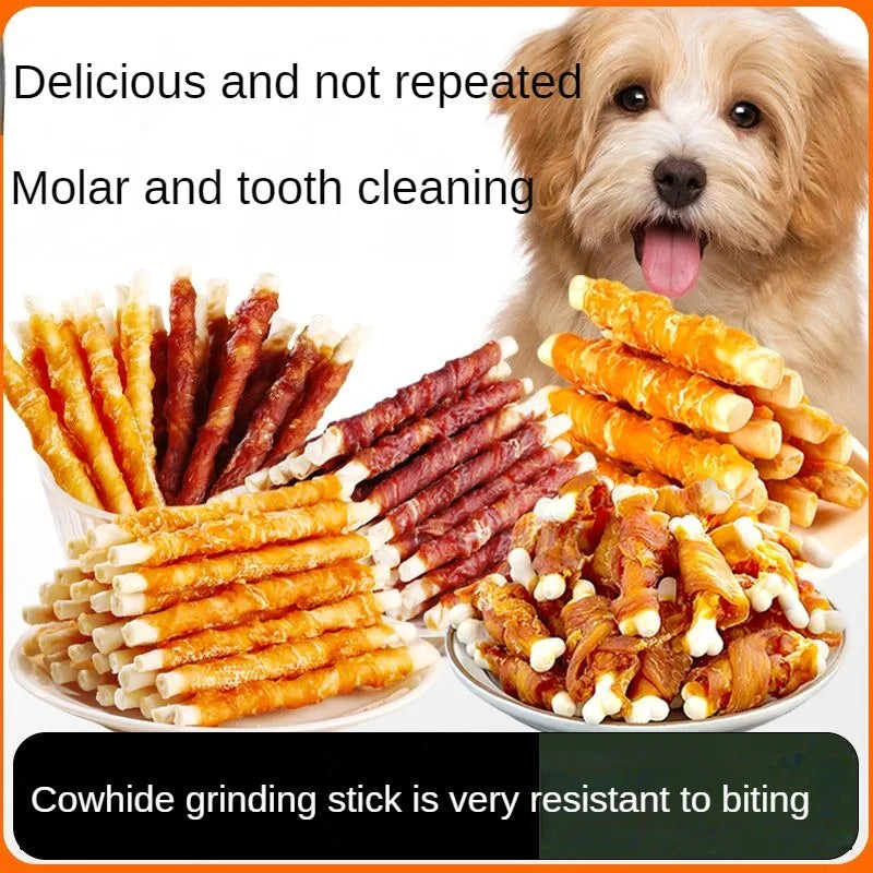 Multiple flavors of dog snacks bite resistant clean teeth chicken duck meat Dogs training reward Pet Dry Food