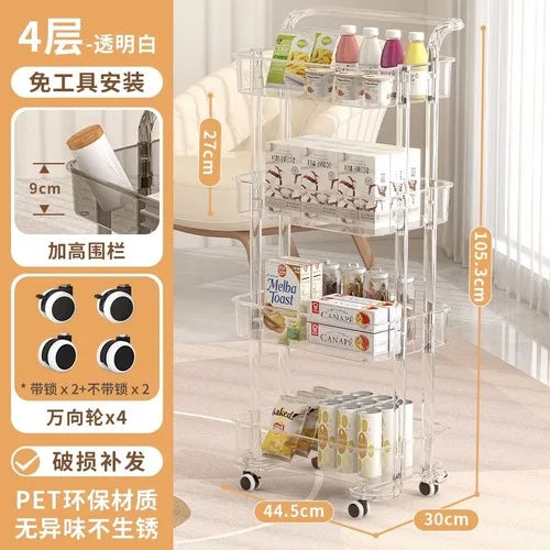 Kitchen Storage Trolley Organizer Plastic Housekeeping Candy Kitchen Cart Grocery Service Carrito Plegable Con Ruedas Furniture