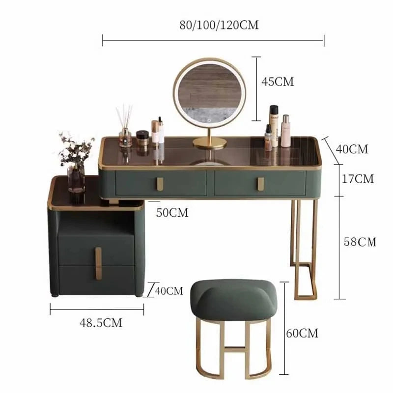 Ornaments Luxury Dressing Table Nordic Vanity Apartment Chairs Organizer Dressers Cabinet Container Storage Tocador Decoration