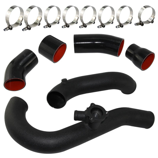 Intercooler Charge Piping Hose Kit Compatible Fit for Ford Mustang EcoBoost 2.3L 2015-2022 Silver/Black