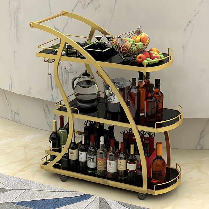 Dining Trolley Wheeled Cart Small Janitorial Cocktail Mini Bar Hotel Cleaning Wagon Housekeeping Rolling Side Espejo Tool Large