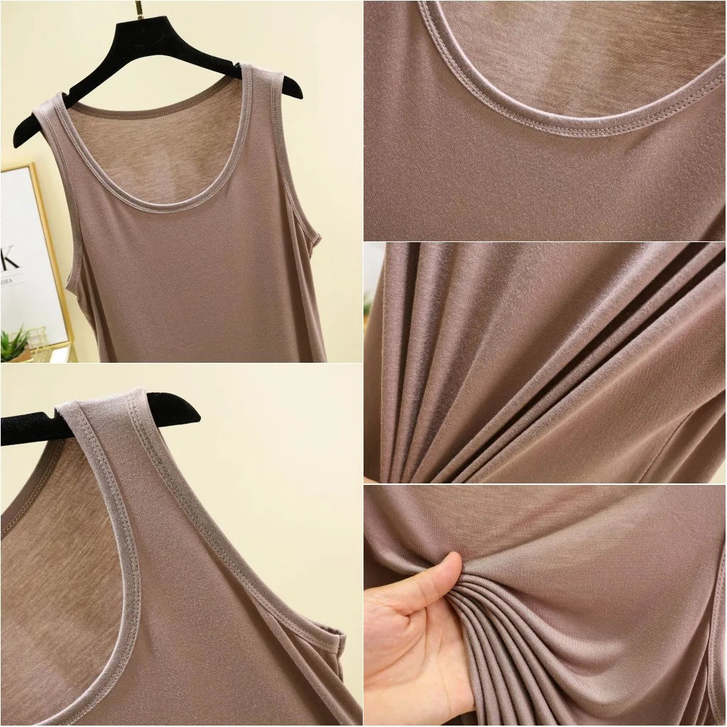 Solid color O-Neck Tank Tops Plus size Summer women's T-shirt Sleeveless basic Camis Tee Top all match