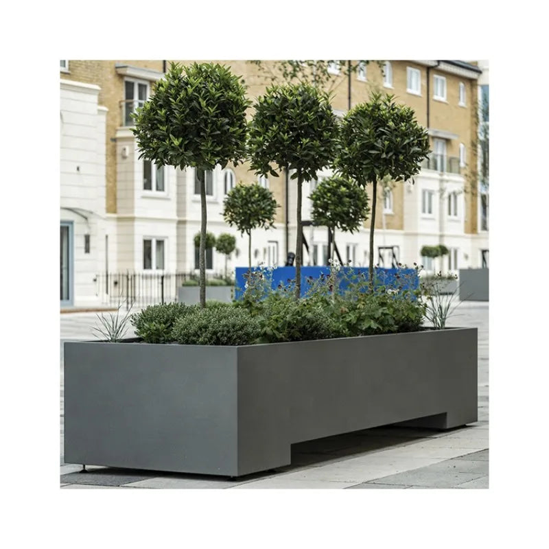 Steel Garden Large Pots Iron Garden Powder Coated Rectangular Planter Boxes Large Outdoor Pots For Plants