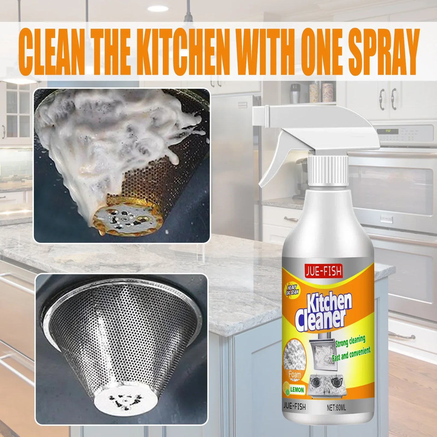 Kitchen Grease Foam Cleaner Powerful Heavy Oil Stain Remover Grills Ovens Grease Cleaner Household Dirt Cleaning Bubble Spray