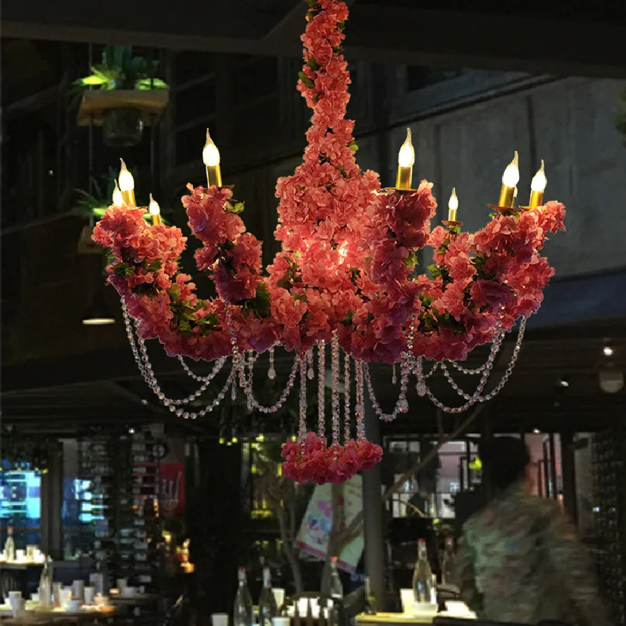 Romantic Bouquet Pendant Light Industrial Style Theme Music Restaurant Hot Pot Shop FIower Decoration Big Chandelier