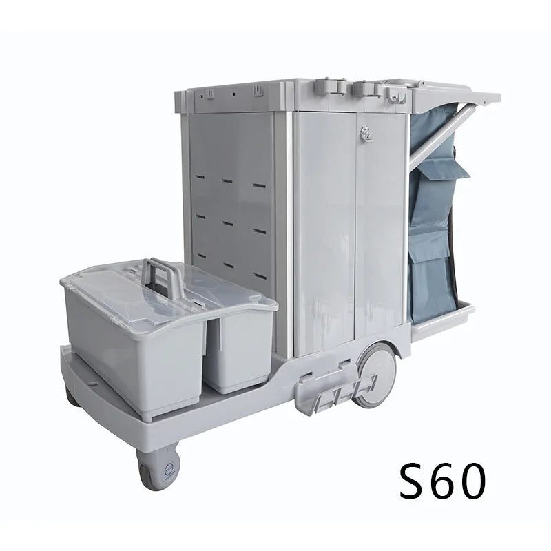 Wholesale Restaurant Service Multifunction Hotel Plastic Housekeeping Serving Folding Cleaning Trolley Janitorial Cart