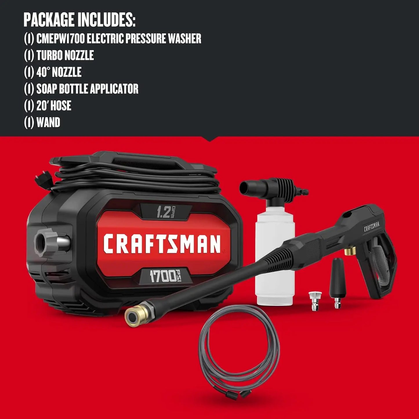 Craftsman Electric Pressure Washer Cold Water 1700-PSI 1.2-GPM Corded