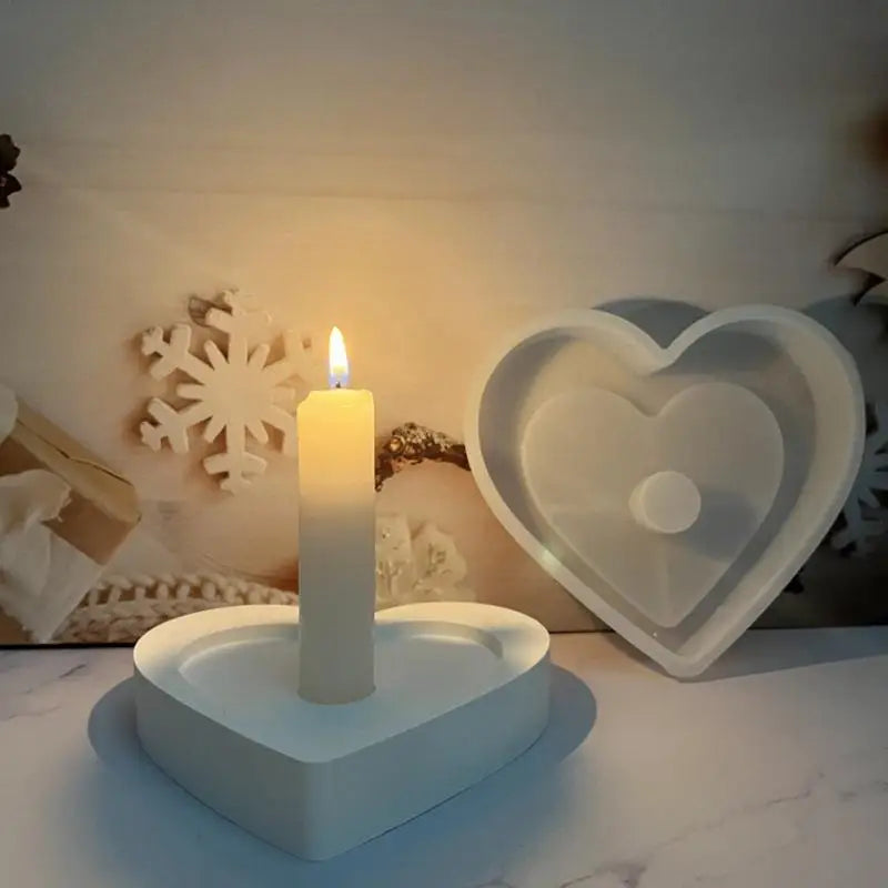 Heart Shape Candlestick Plaster Silicone Mold Candle Holder Concrete Cement Mold DIY Handmade Resin Craft Mould Home Decoration