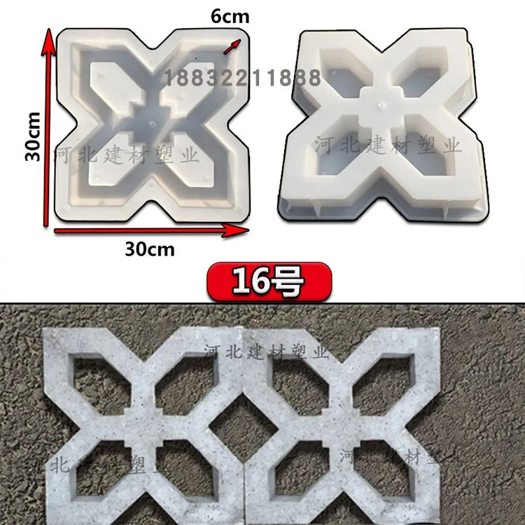 Cement Antique Brick Mold Square Garden Wall Making Brick Mould 3D Carving Anti-Slip Concrete Plastic Paving Molds