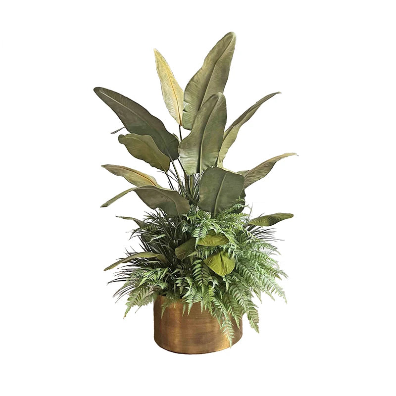 Wholesale High Quality Potted Plants High-End 100cm Diameter Metal Pot Decorative Artificial Tree