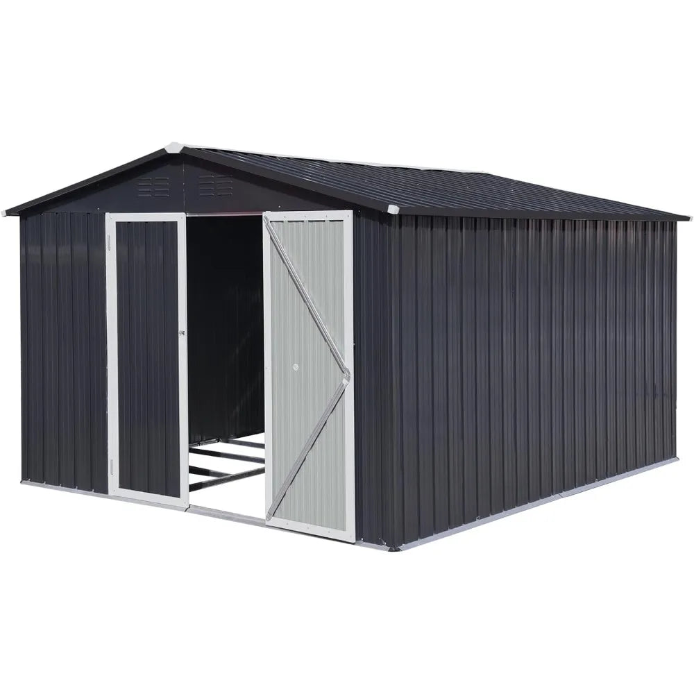 10ft x 8ft Metal Outdoor Storage Shed, Metal Garden Shed, Shed & Outdoor Garden Tool Shed for Backyard Patio, Lawn & Outdoor