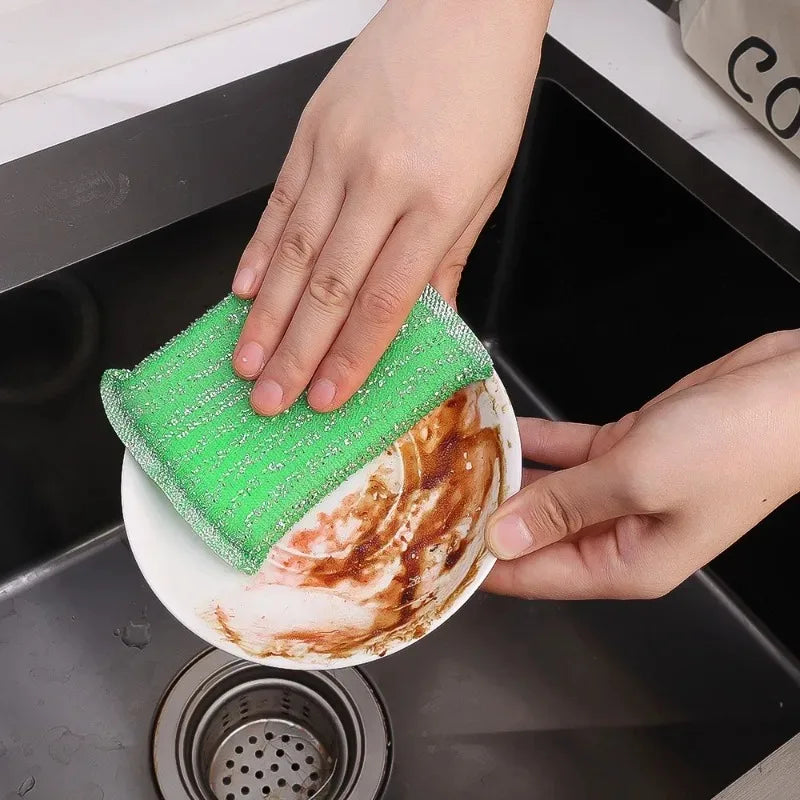 Sponge Rags Steel Wire Non-oil Brush Rag Reusable Double Sided Cleaning Cloth Dishrag Dishcloth Kitchen Cloths Towels Products