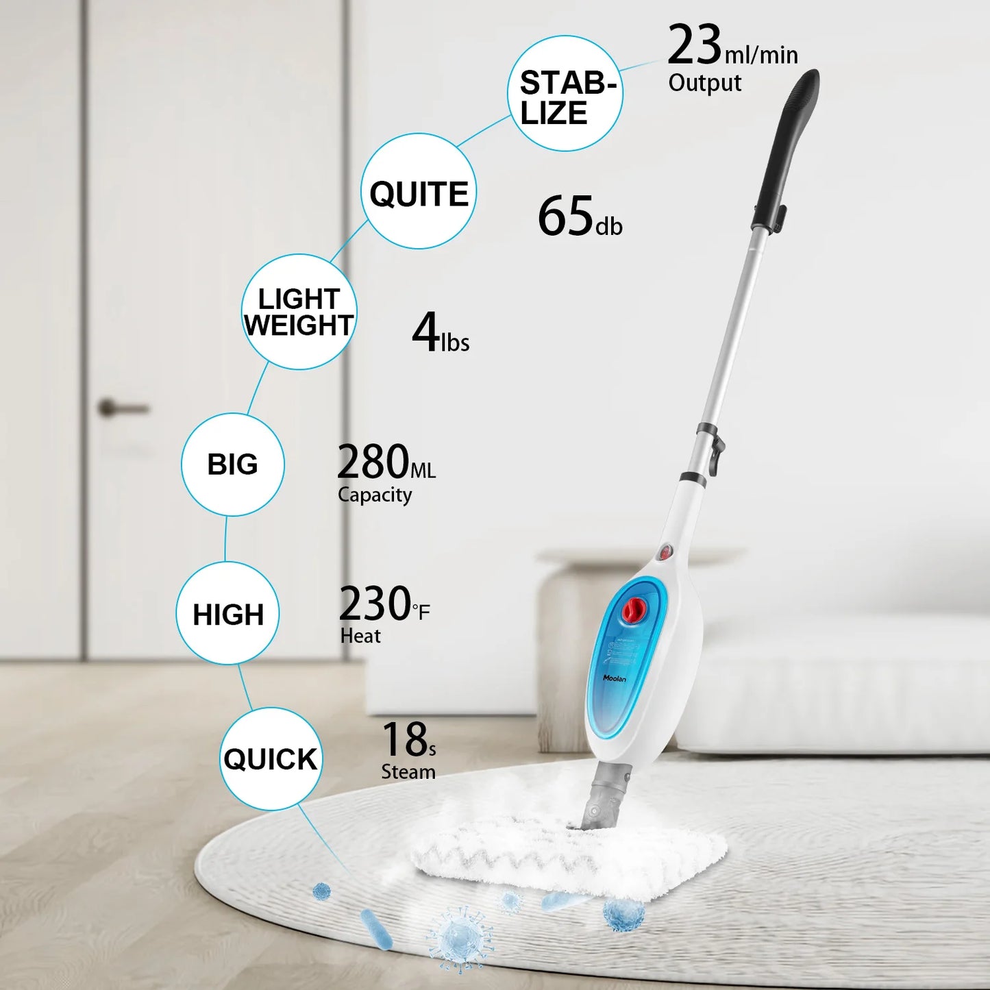 10 in 1 Multi-Purpose Powerful Steam Mop Detachable Floor Steamer for Hardwood/Tile/Laminate All Floors Cleaning Whole Home Use