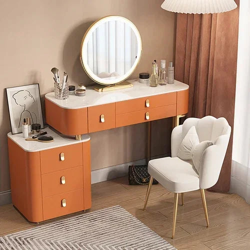 Storage Luxury Dressing Table White Makeup Mirror Chair Dressing Table European Luxury Penteadeira De Maquiagem Furniture Makeup