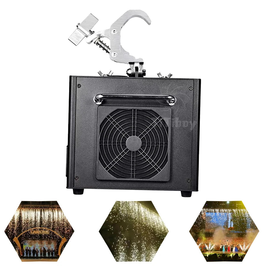 No Tax 8Pcs Hanging Upside Down Rotating Cold Spark Machine With 2 Flycase Electronic Sparkler Sparkular 600w Waterfall Firework