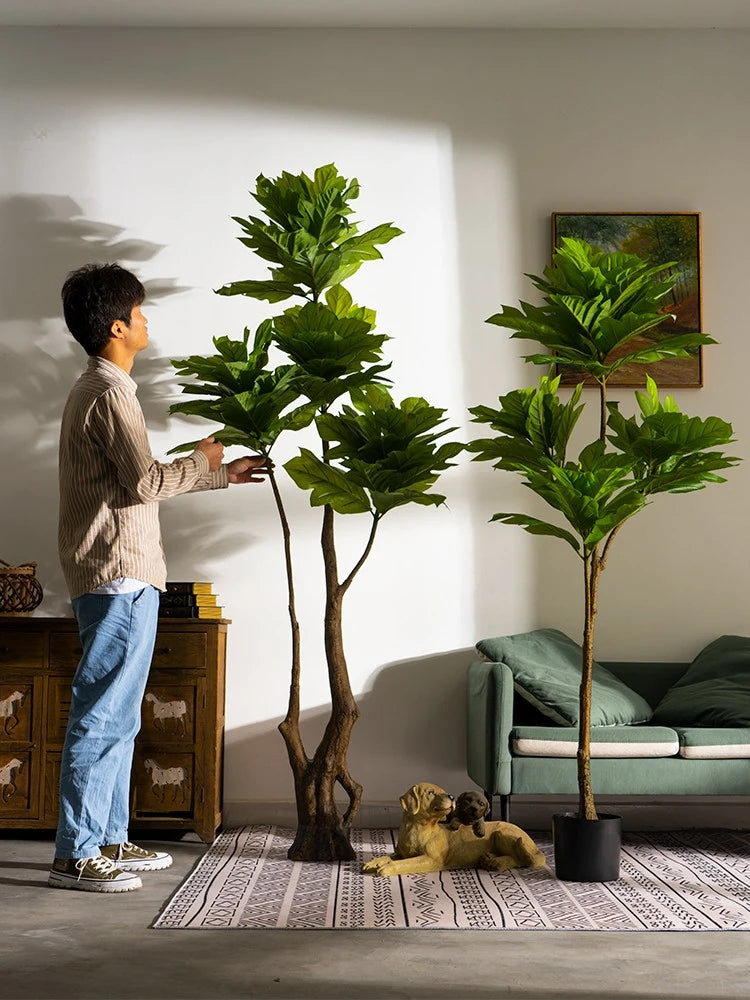 Simulation Mianbaoshu Fake Trees Green Plant Potted Floor Plant Indoor Living Room Decoration Landscaping Landscape Articles