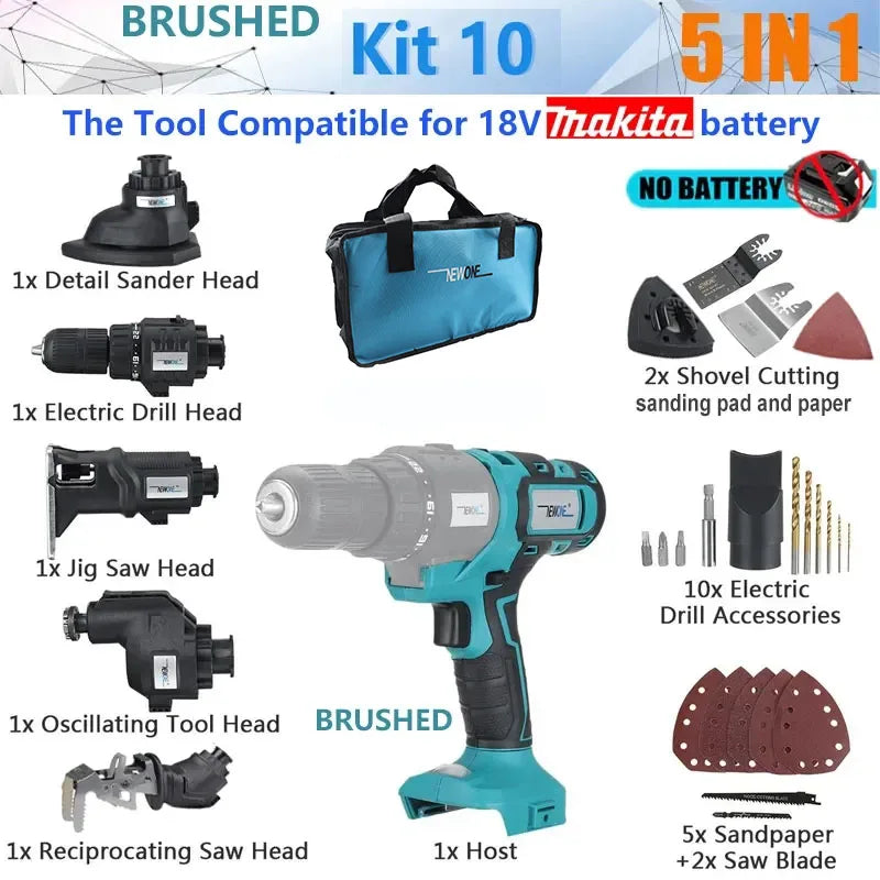 12-in-1 combo kit Cordless Brushless Recip Saw Jig saw Circular Saw Chainsaw Oscillating Tool Screw Driver For makita Battery