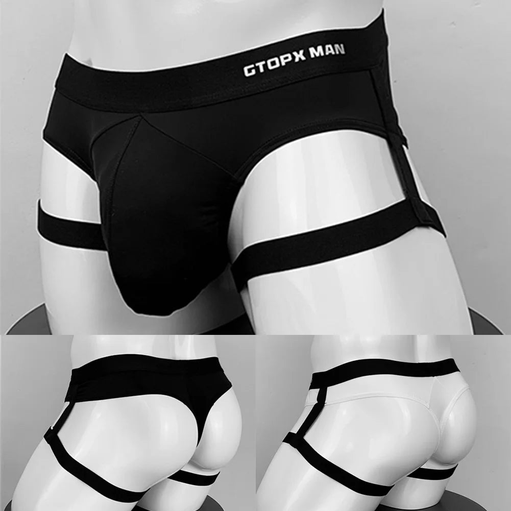 Men's Jockstrap Breathable Underwear Backless Bulge Pouch Briefs Underpants Thong Hollow Sensual Bikini Lingerie Knickers Hombre