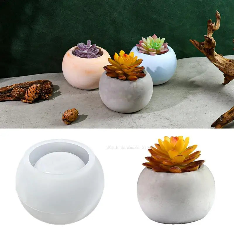 Large Circular Cement Flowerpot Silicone Mold Diy Aromatherapy Storage Box Gypsum Mold Garden Flowerpot Concrete Mold