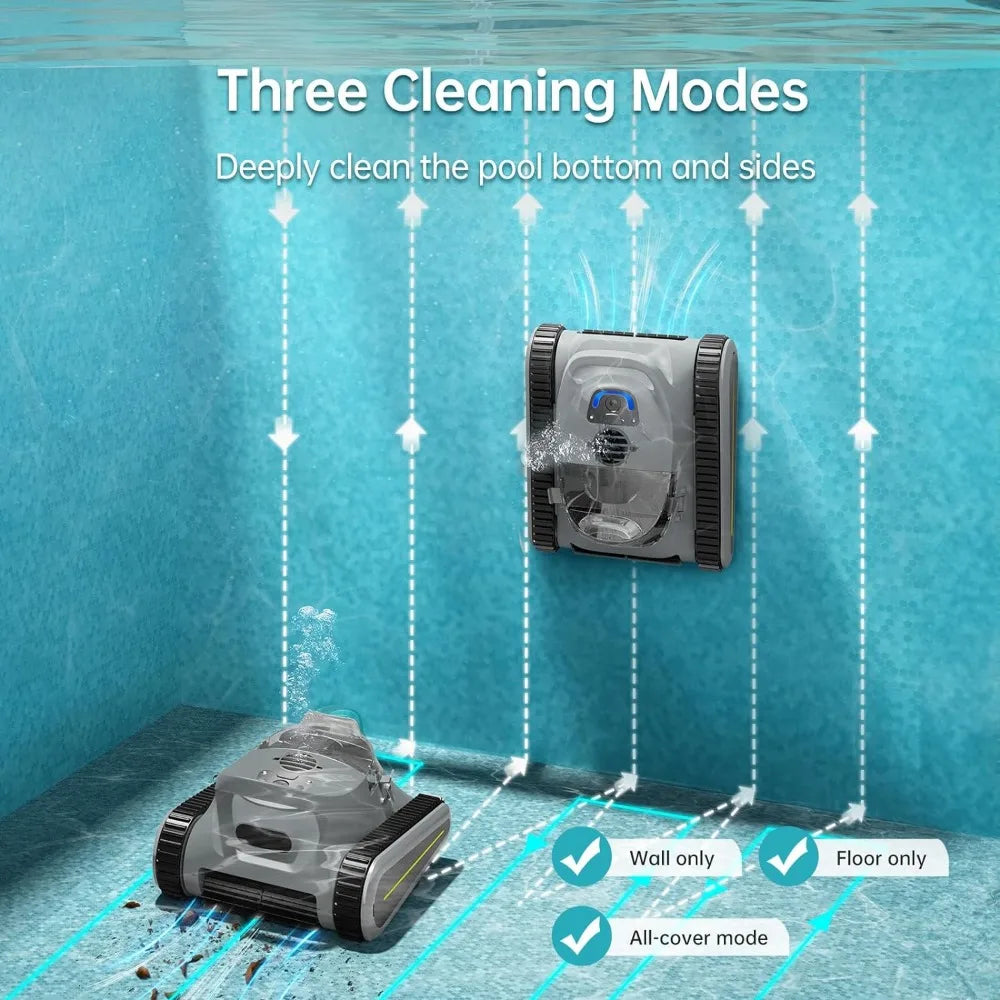 Cordless Robotic Pool Cleaner: Automatic Pool Vacuum Robot Lasts 150 Mins Powerful Suction LED Indicator Self-Parking