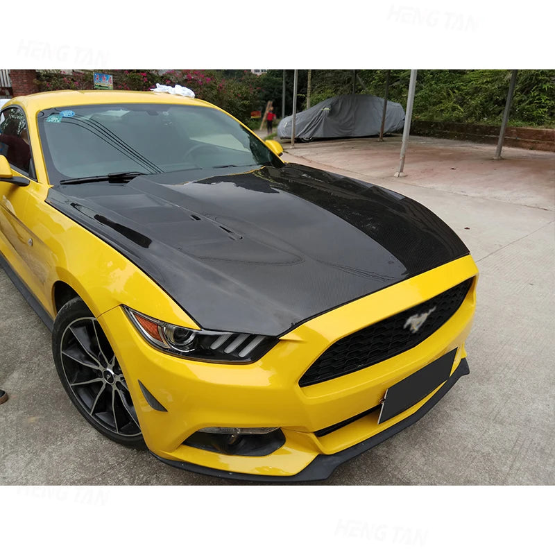 Carbon Fiber For Ford Mustang 2015-2017 AC Style Car Front Bumper Engine Hood Bonnet Vent Cover Parts Upgrade Body kit