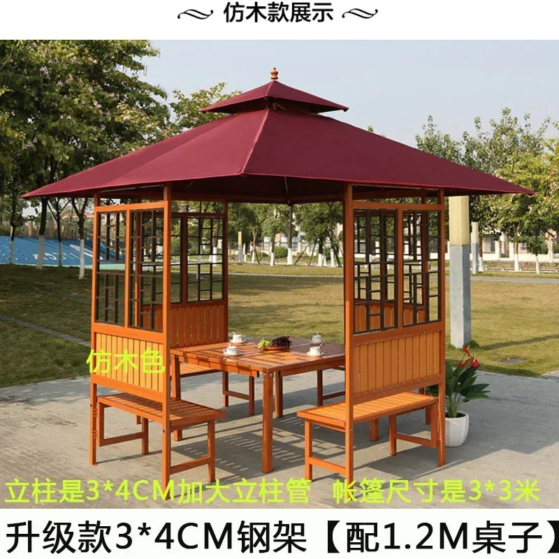 Courtyard pavilion four-corner pavilion anti-corrosion wood sun shed park leisure awning outdoor awning tent