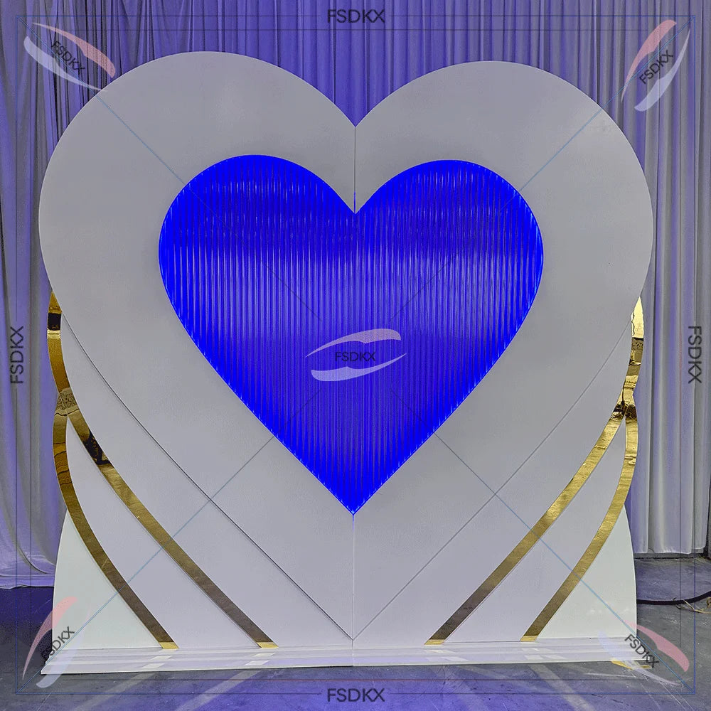 FSDKX Promotional Amazing Design lasercut acrylic backdrop heart shape waterfall led backdrop stand